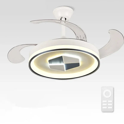 DecorBites™ Invisible LED Chandelier Ceiling Fan: Modern Resin Décor, Circular Design, Hotel Living Room