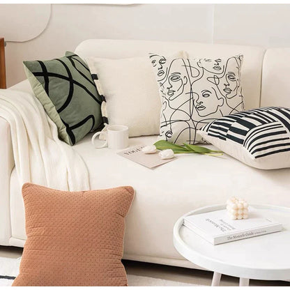 DecorBites™ Beige Textured Pillow Cover Abstract Design 45x45, Lumbar Support & Decor Accessory