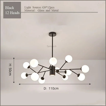 DecorBites™ Gold Black LED Ceiling Chandelier for Living Room Bedroom Lighting Fixtures