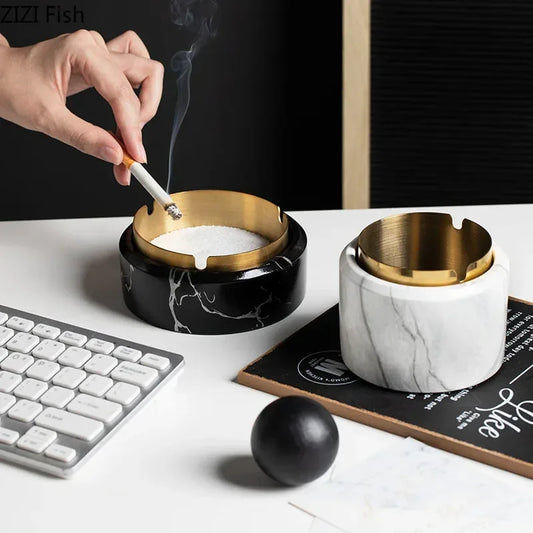 DecorBites™ Gold Plated Marble Texture Ashtray - Smoking Accessories Weed Tray