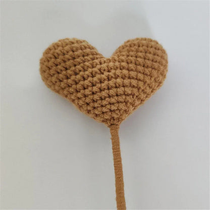 DecorBites™ Heart-Shaped Crochet Flower Bouquet - Handmade Wedding Home Decor & Family Gift