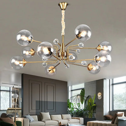 DecorBites™ Glass Bubble Chandelier: Luxury LED Glass Ball Suspension Lamp for Living Room, Bedroom, and Shop