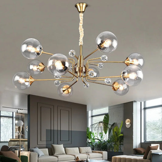 DecorBites™ Glass Bubble Chandelier: Luxury LED Glass Ball Suspension Lamp for Living Room, Bedroom, and Shop