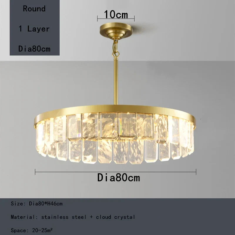 DecorBites™ Cloud Mist Crystal Chandelier for Home Hotel Stainless Steel Pendant Lamp