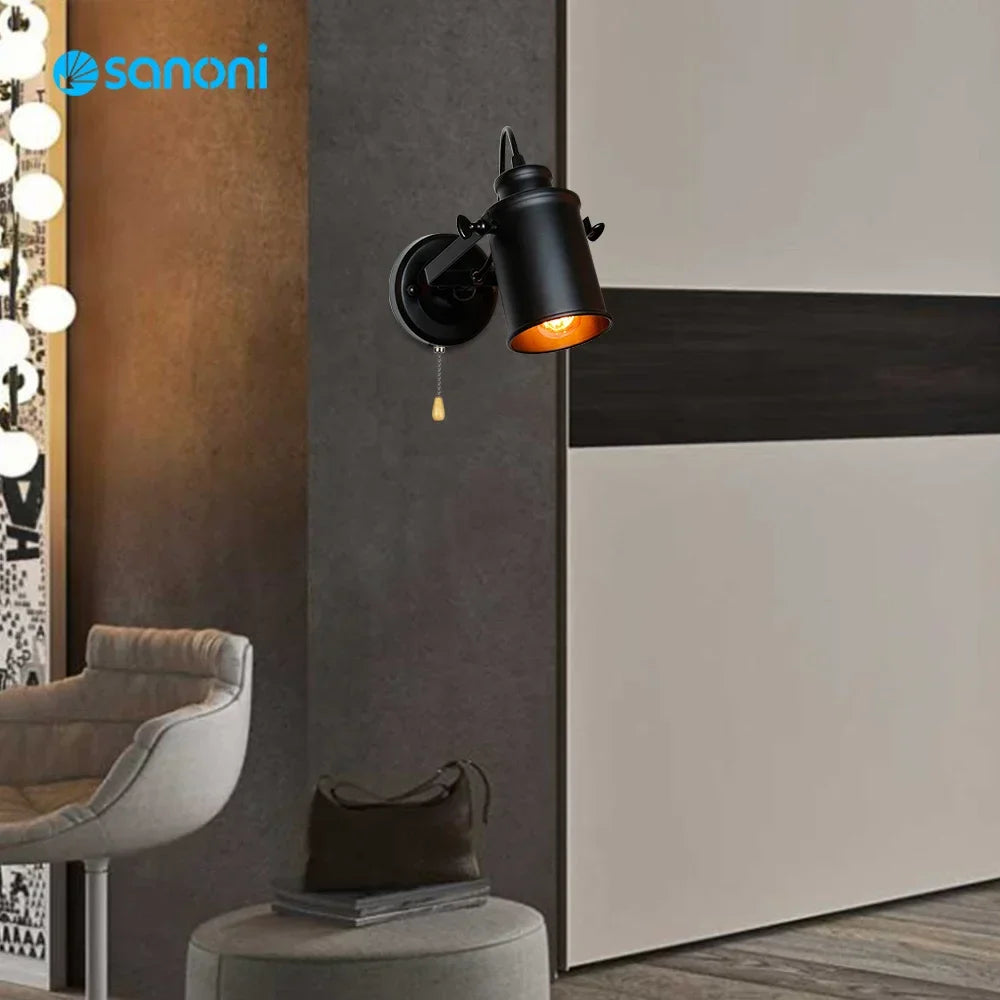 Decorbites™ LED Vintage Wandlampe - Industrielle Loft-Stil Leuchte mit Ketten-Schalter
