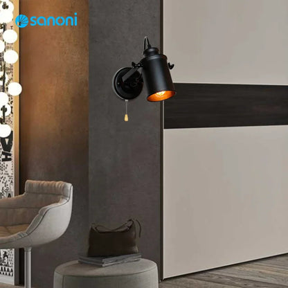Decorbites™ LED Vintage Wandlampe - Industrielle Loft-Stil Leuchte mit Ketten-Schalter