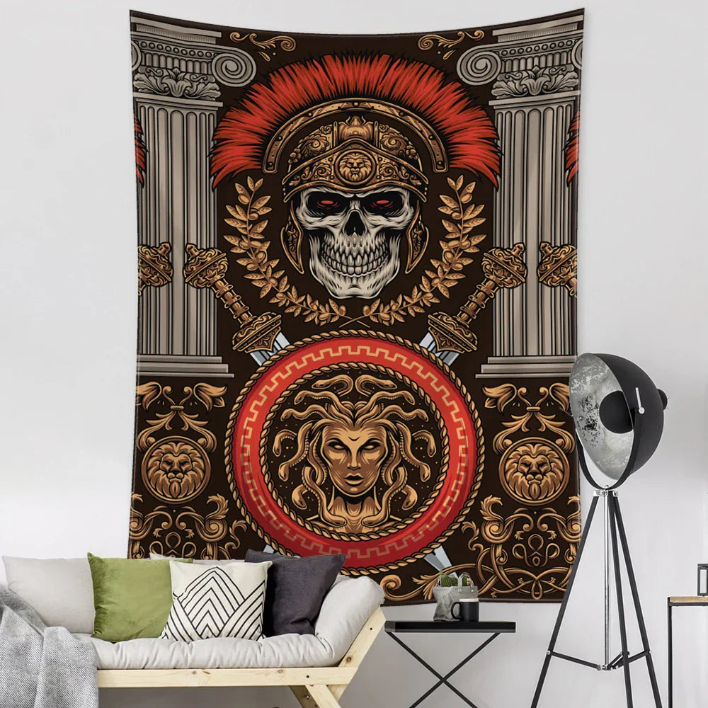 Decobites Viking Person Head Tapestry Psychedelic Wall Hanging for Bohemian Room Decor