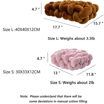 DecorBites™ Knot Square Pillows: Handmade Decor for Living Room, Bedroom, Office in Grey