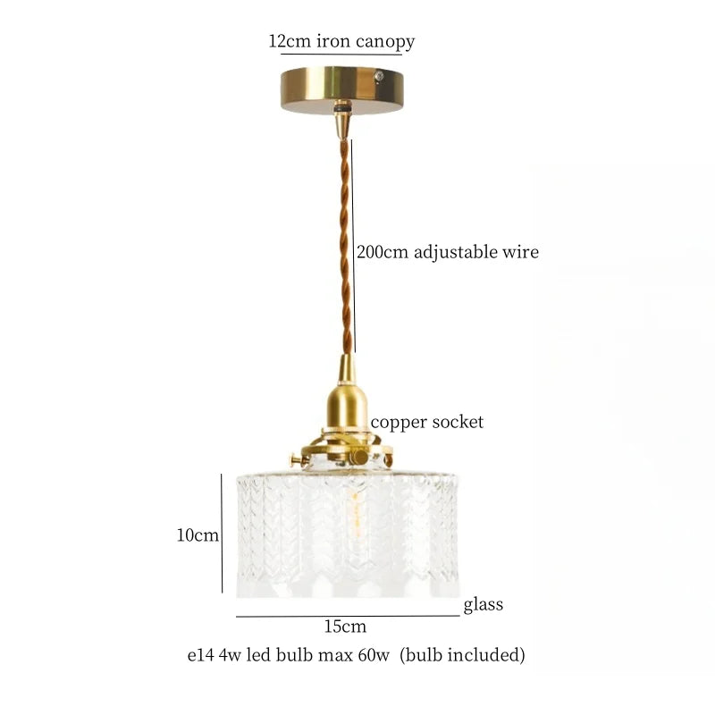 DecorBites™ Clear Glass Copper LED Pendant Lamp for Home Decor & Lighting