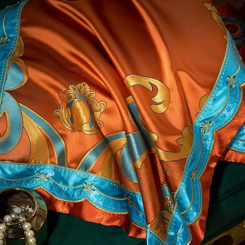 DecorBites™ 200S Embroidery Cotton Bedding Set: Queen King Linens with Duvet, Sheet, Pillowcase