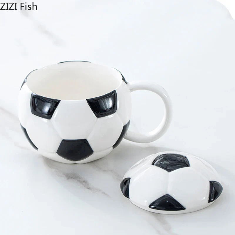 DecorBites™ Baseball Shape Ceramic Mug with Lid - Coffee, Tea, Juice Cup