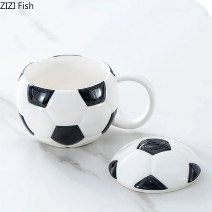 DecorBites™ Baseball Shape Ceramic Mug with Lid - Coffee, Tea, Juice Cup