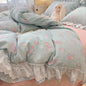 Decobites Floral Lace Ruffles Bedding Set in 100% Cotton, Korean Style, Single/Queen/King Size