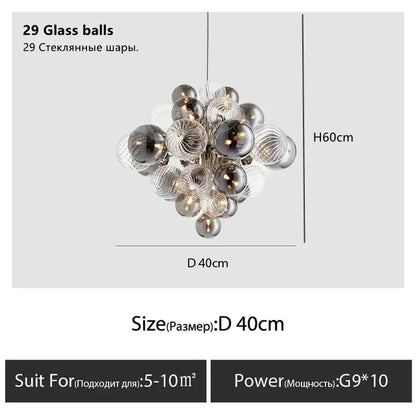 DecorBites™ Bubble Glass Ceiling Chandelier Pendant for Living Room Bedroom