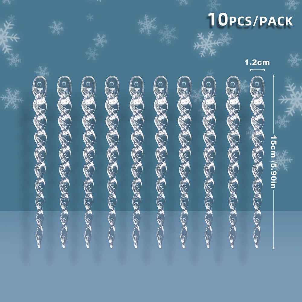 10/12pcs 10/13/15/20cm Christmas Simulation Ice Xmas Tree Hanging Clear Fake Icicle Winter Party New Year Navidad for Home Decor