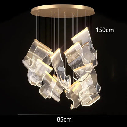 DecorBites™ Crystal Chandelier Stair Pendant Lamp Living Room Lighting