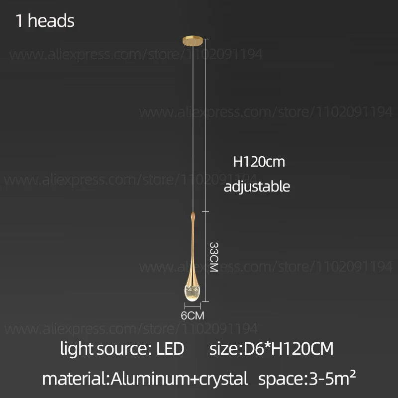 DecorBites™ Crystal Chandelier: Modern LED Hanging Lamp for Living Room, Villa, and Staircase