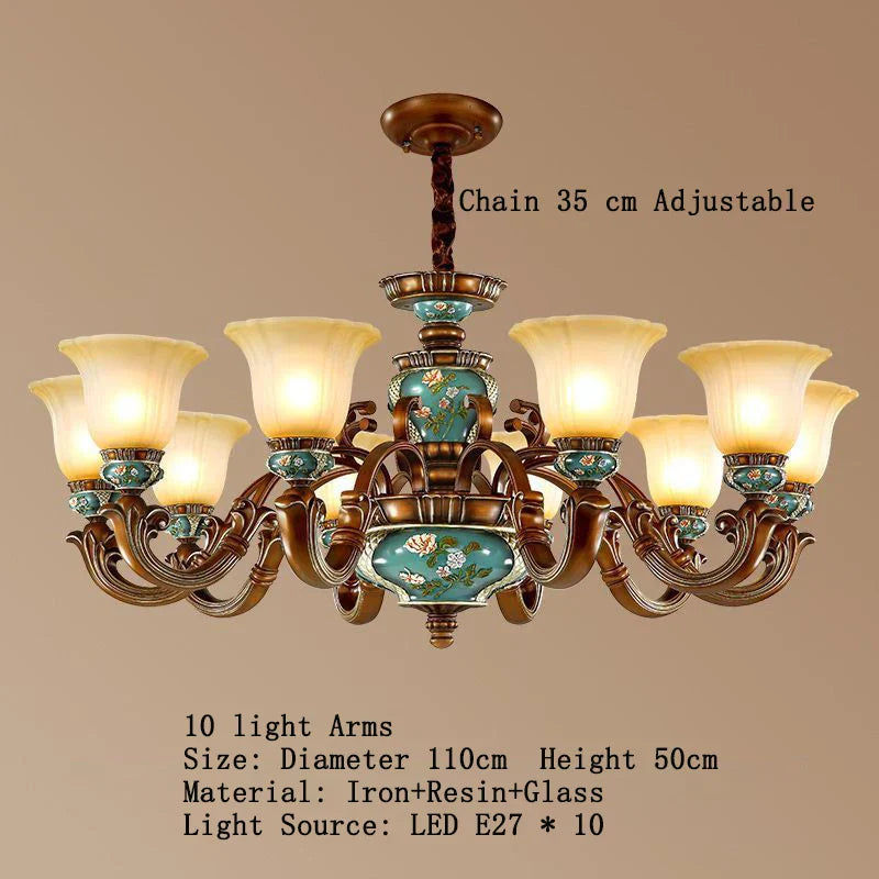 DecorBites™ Classical Resin Chandelier for Luxurious Living Room, Dining Room, and Bedroom Lighting