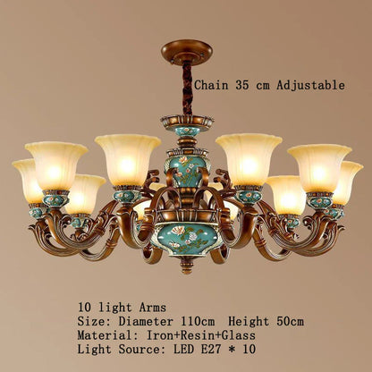 DecorBites™ Classical Resin Chandelier for Luxurious Living Room, Dining Room, and Bedroom Lighting