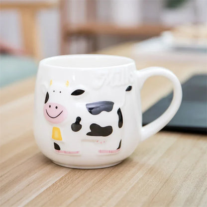 DecorBites™ Cow Ceramic Mug: Cute 3D Animal Coffee Cup for Kids and Adults