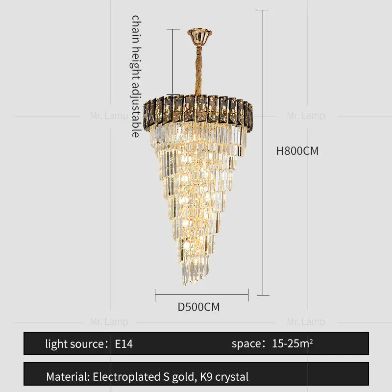 DecorBites™ Amber Crystal Chandelier for Luxurious Living Spaces