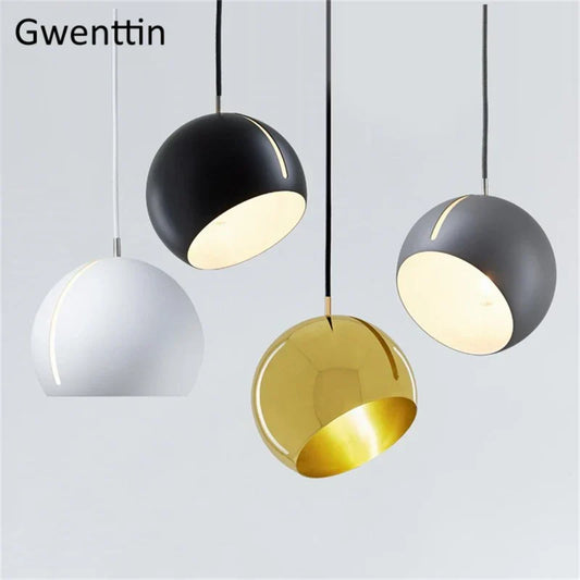DecorBites™ Gold Ball Pendant Light: Nordic Modern LED Hanging Lamp for Home Decor
