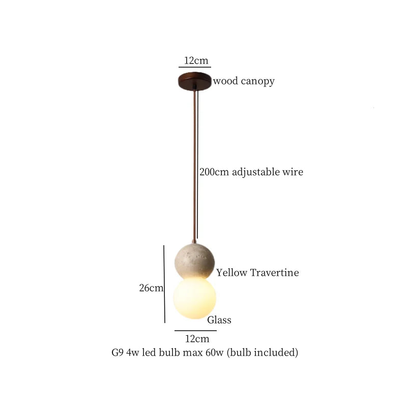 Lámpara colgante LED DecorBites™ de travertino negro - Decoración nórdica moderna para el hogar