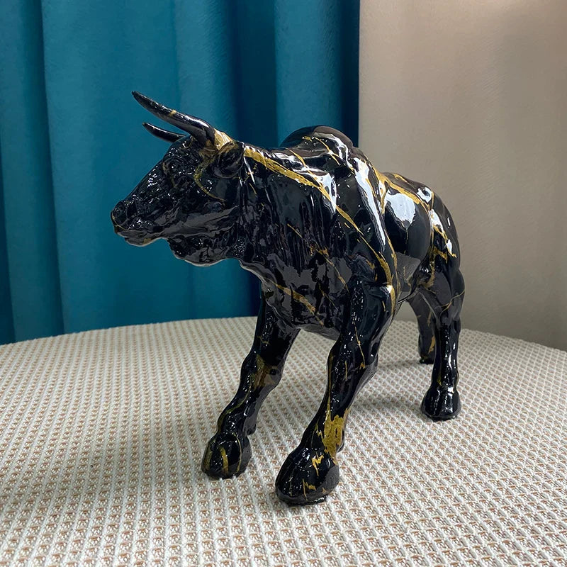 DecorBites™ Bull Statue Feng Shui Luxury Resin Sculpture Home Decor Miniature Art Objects