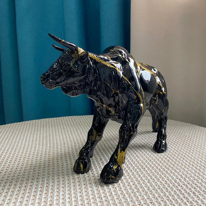 DecorBites™ Bull Statue Feng Shui Luxury Resin Sculpture Home Decor Miniature Art Objects
