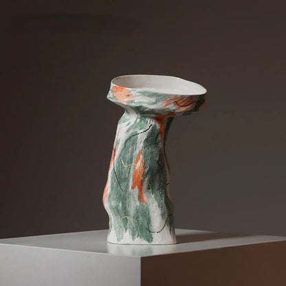 مزهرية خزفية بتصميم تجريدي غير منتظم من DecorBites™ لتزيين المنزل