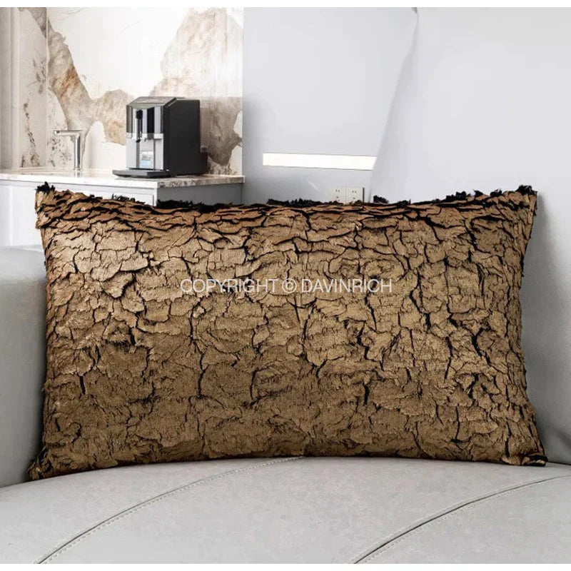 DecorBites™ Luxe Gold Foil Fabric Texture Waist Cushion Cover 30x50cm