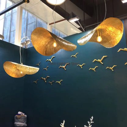 DecorBites™ Lotus Leaf Hat Pendant Lamp: Elegant Copper Design for Living Room, Restaurant, Bar.