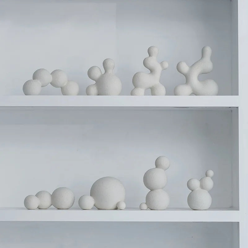 ديكوربايتس™ منحوتة سيراميكية هندسية يدوية: زينة سطح مكتب دائرية تجريدية لديكور المنزل