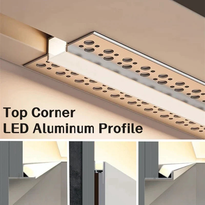 Canal de perfil de aluminio LED Decorbites™ empotrado para línea de cintura en esquinas de retroiluminación