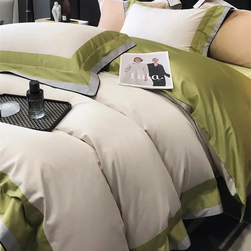 طقم أغطية سرير فندقي فاخر من ديكوربايتس™ مصنوع من القطن المصري 1000TC - مقاس كوين/كينج