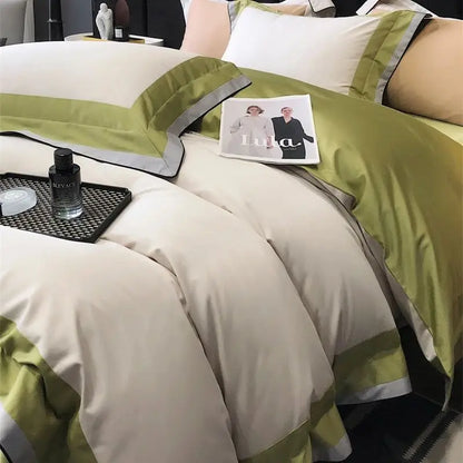 طقم أغطية سرير فندقي فاخر من ديكوربايتس™ مصنوع من القطن المصري 1000TC - مقاس كوين/كينج