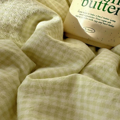 DecorBites™ Lace Duvet Cover Bedding Set 4Pcs French Washed Cotton for Single Double Bed