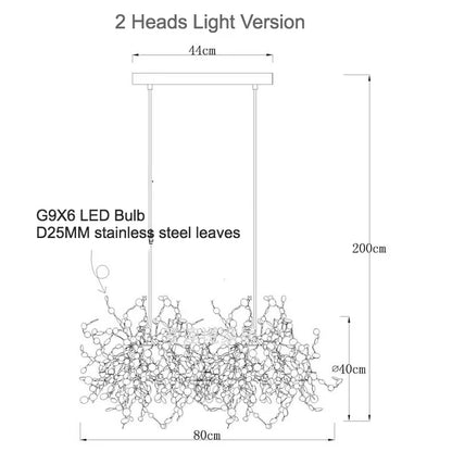 DecorBites™ Leaf Chrome Ceiling Chandelier for Living Room, Bar, or Balcony Lighting