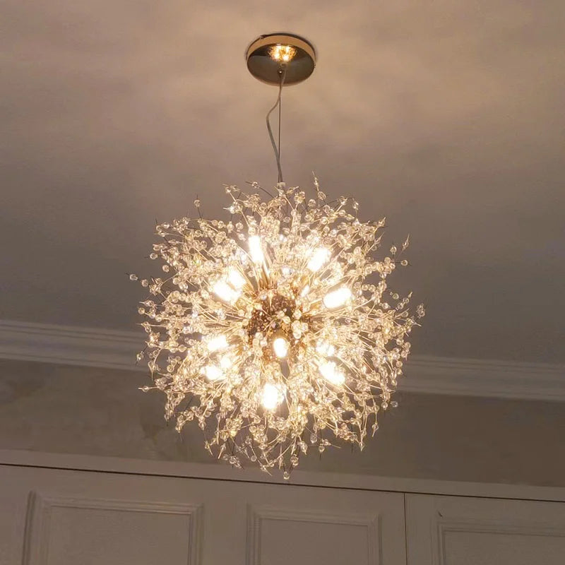 DecorBites™ Dandelion Chandelier: Luxury Crystal Pendant Lamp for Living Room and Bedroom