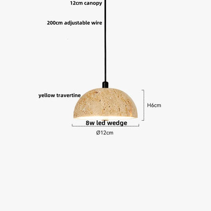DecorBites™ LED Pendant Lights Bar Decor Yellow Travertine Stone Wood Hang Lamp