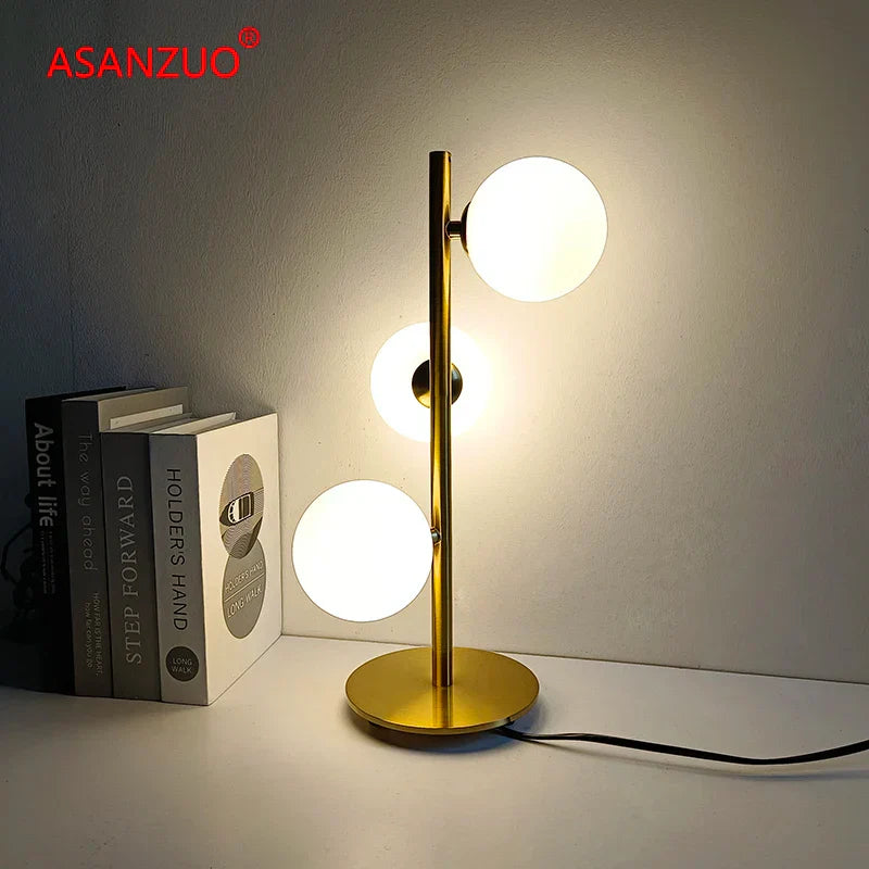 DecorBites™ LED Gold Table Lamp with Milk White Glass Lampshade