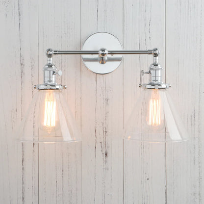 وحدة إضاءة جدارية زجاجية قمعية من DecorBites™ لغرف النوم والديكورات العلوية