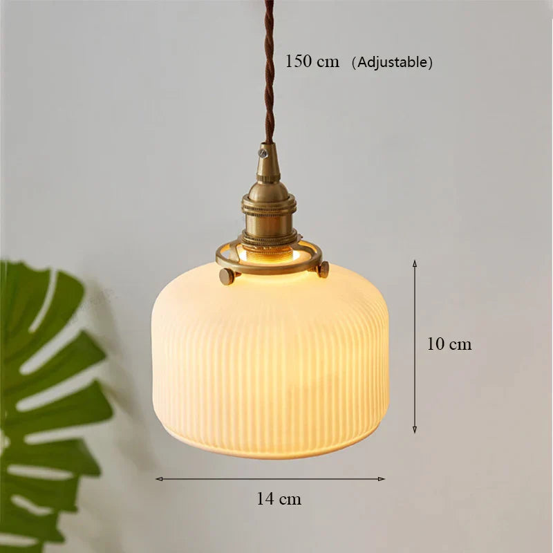 Decorbites™ Lámpara de techo de cerámica japonesa para iluminación de cocina y comedor, lujosa lámpara de techo LED