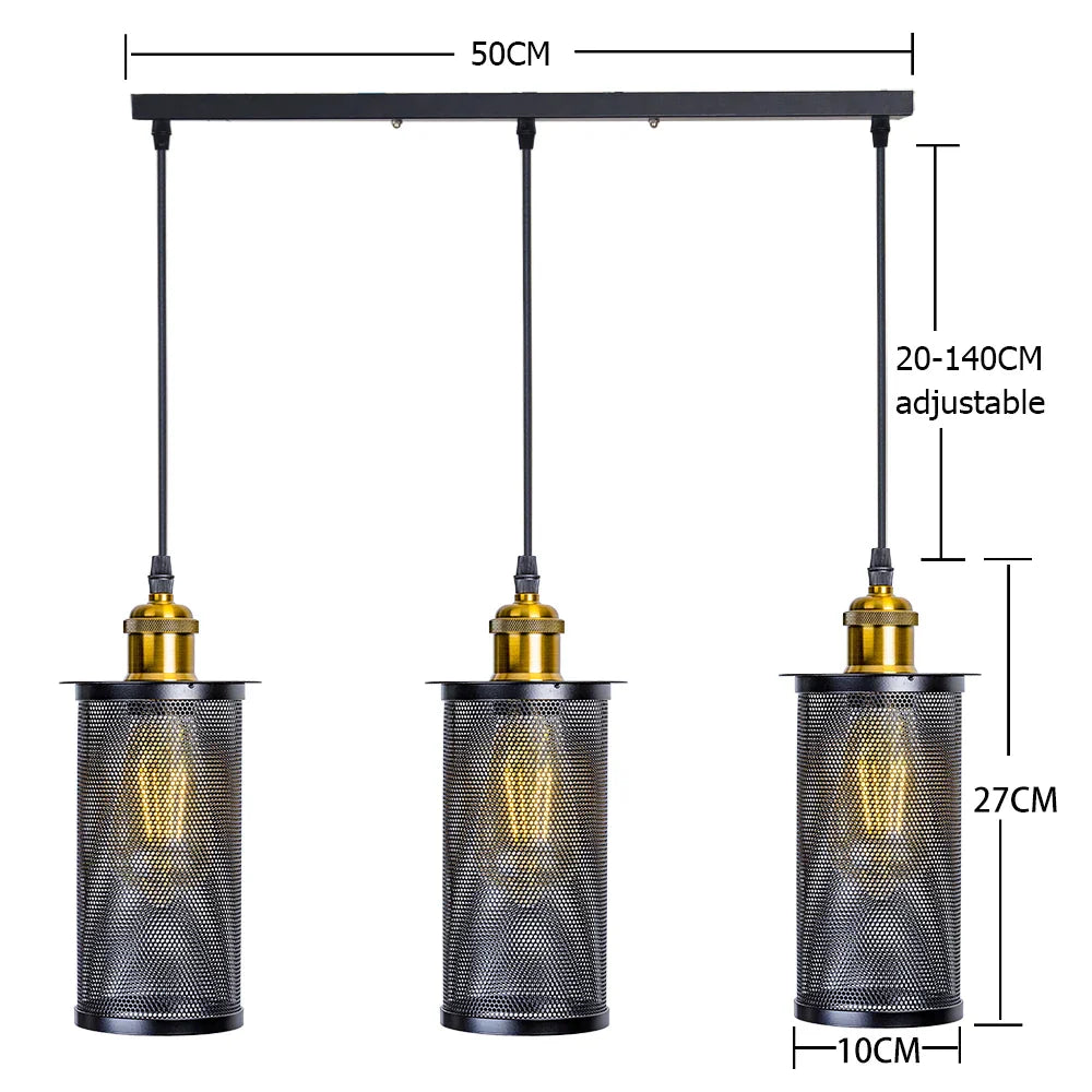 DecorBites™ Industrial Nordic Black Iron Cage Pendant Light Loft Hanging Lamp