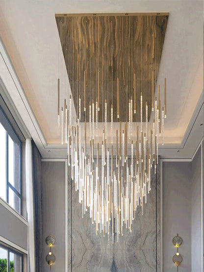 DecorBites™ Large Luxury Crystal LED Chandelier for Living Room - Custom Hanging Lamps