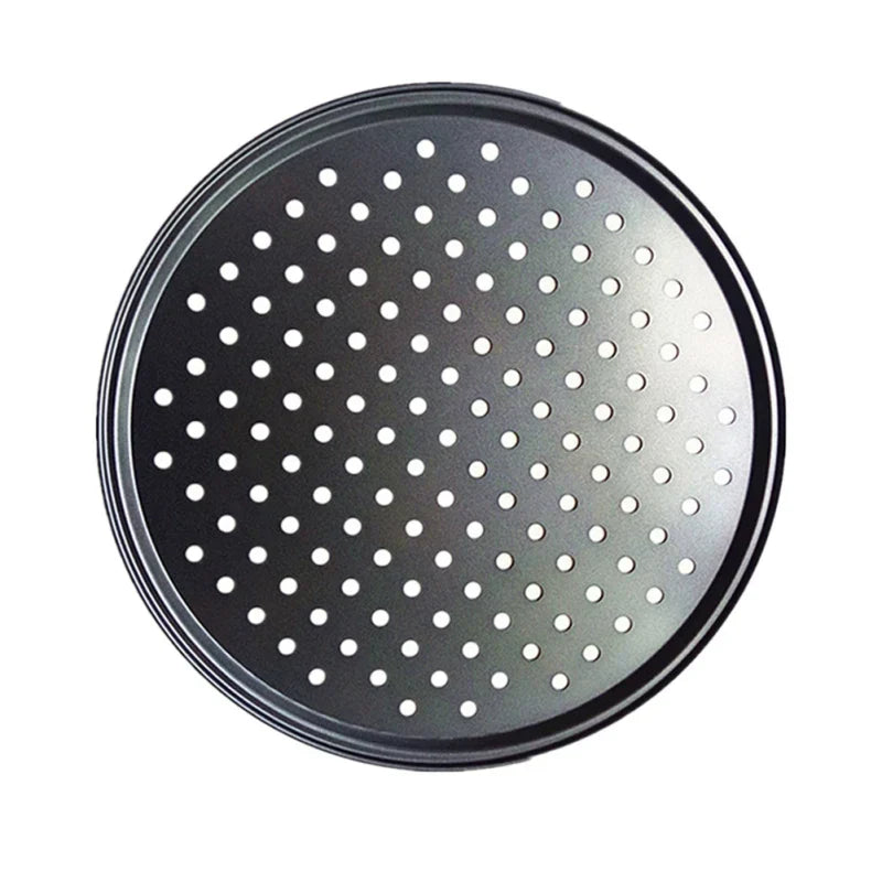 DecorBites™ Carbon Steel Perforated Pizza Pan Non Stick Baking Tray with Holes