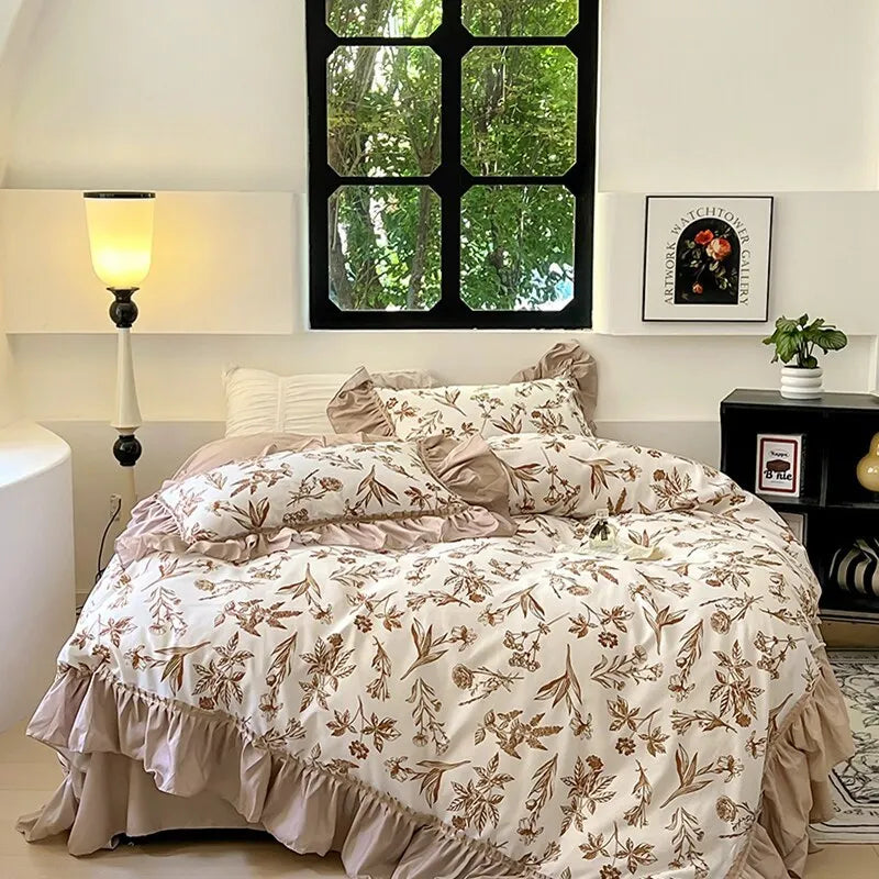 DecorBites™ Lace Printed Duvet Cover Set - Elegant, Cozy Bedding for Single & Double Beds