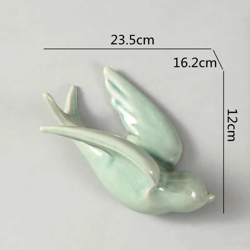 DecorBites™ Flying Bird Ceramic Wall Ornament Simulation Room Decoration Indoor Accent