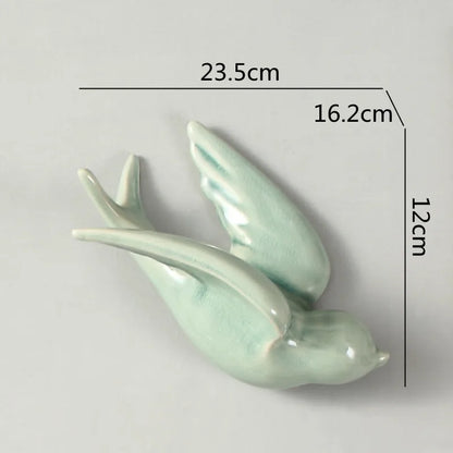 DecorBites™ Flying Bird Ceramic Wall Ornament Simulation Room Decoration Indoor Accent