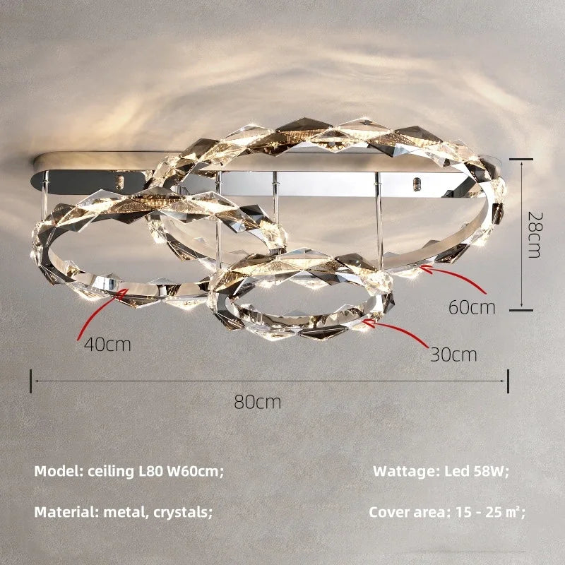 DecorBites™ Crystal Chandelier Pendant Light - Dimmable Modern Luxury LED Chrome Luminaria